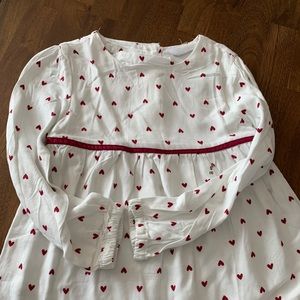 Girls brand new tunic top, white with red hearts